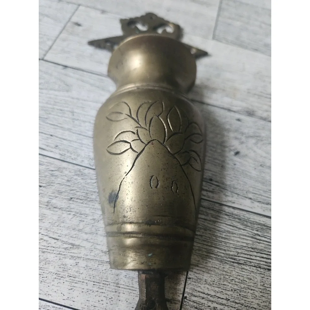 Decorative Brass Wall Hook Flower Pot Engraved Double Hook Home Decor